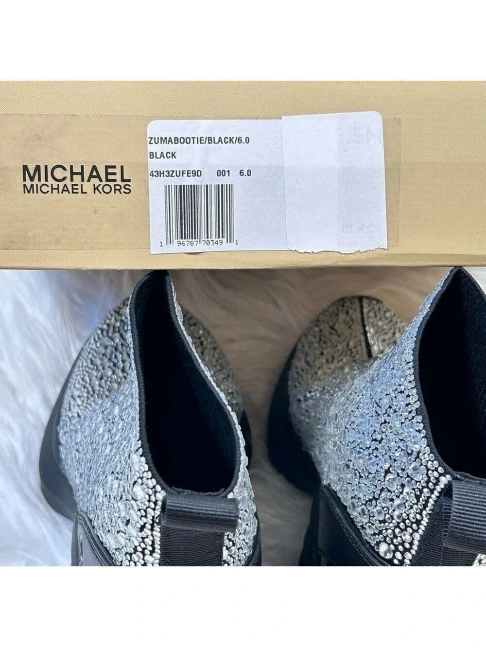 Michael Kors Black Silver Knit Booties Size 6